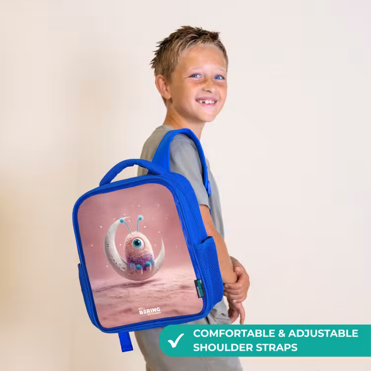 Kids backpack - Blue - Moon rocker with Fluffy Weasel — 4