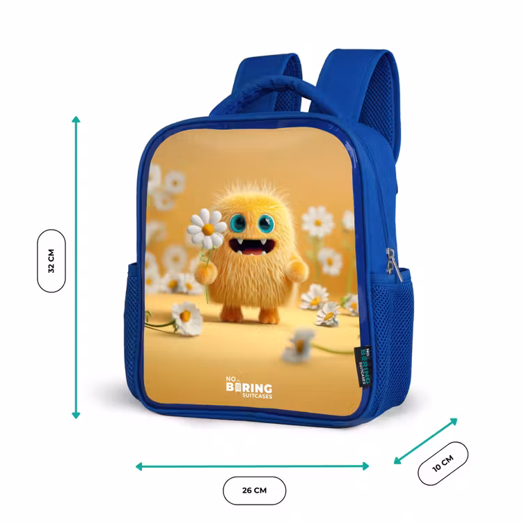 Kids backpack - Blue - Monster - Creature - Flower - Yellow — 6