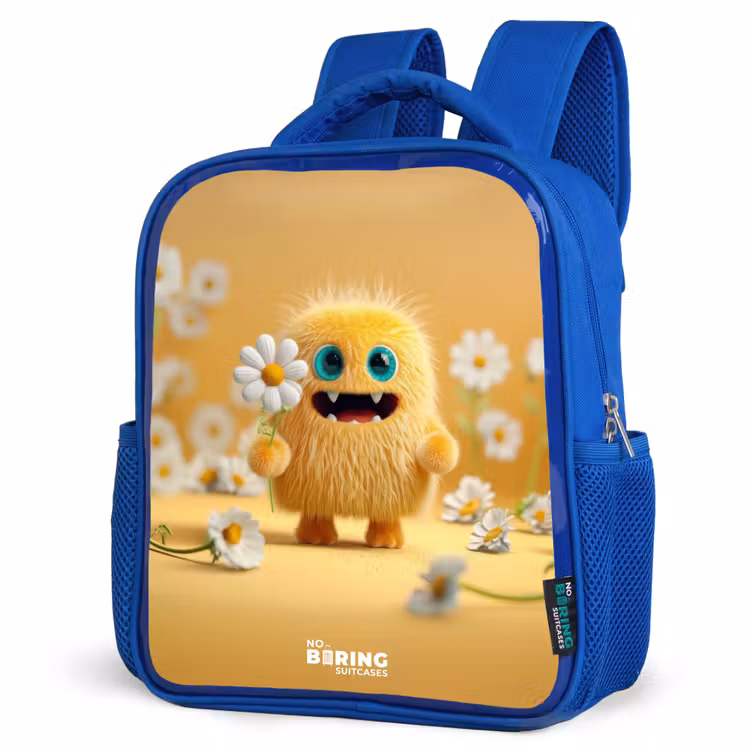 Kids backpack - Blue - Monster - Creature - Flower - Yellow — 7
