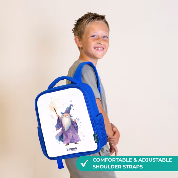 Kids backpack - Blue - Old magician with staff — 4