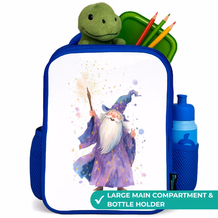 Kids backpack - Blue - Old magician with staff — 5