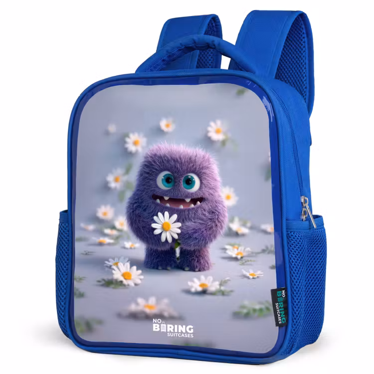 Kids backpack - Blue - Purple Fluffy Friend with Daisy — 7
