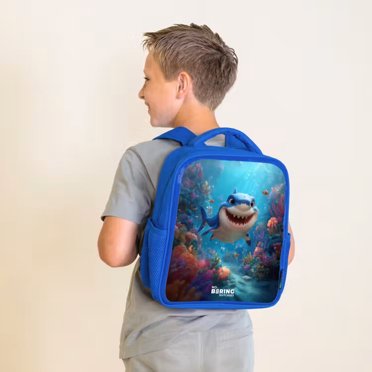 Kids backpack - Blue - Reef - Coral - Shark - Animal — 2