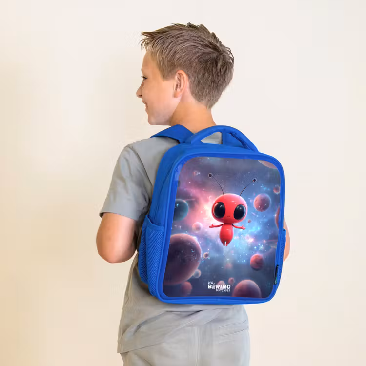 Kids backpack - Blue - Red Space Being in Cosmic Dance — 2