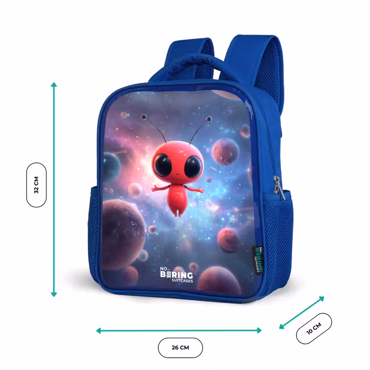 Kids backpack - Blue - Red Space Being in Cosmic Dance — 6