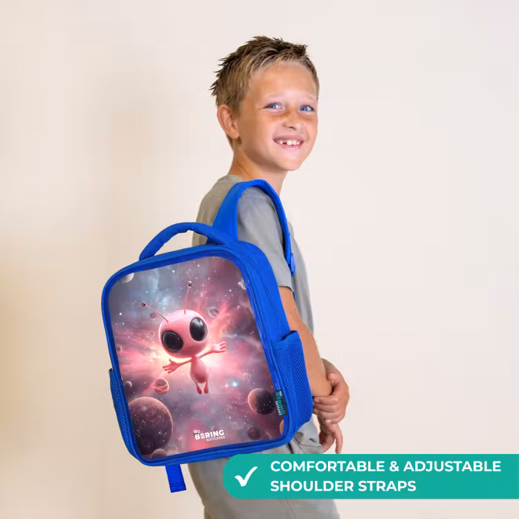 Kids backpack - Blue - Pink Alien in Star Nebula — 4