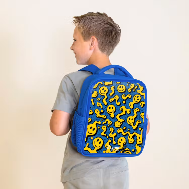 Kids backpack - Blue - Smiley - Blue - Yellow — 2