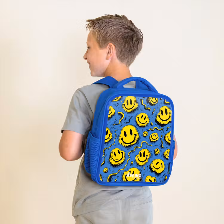 Kids backpack - Blue - Smiley - Yellow - Blue — 2