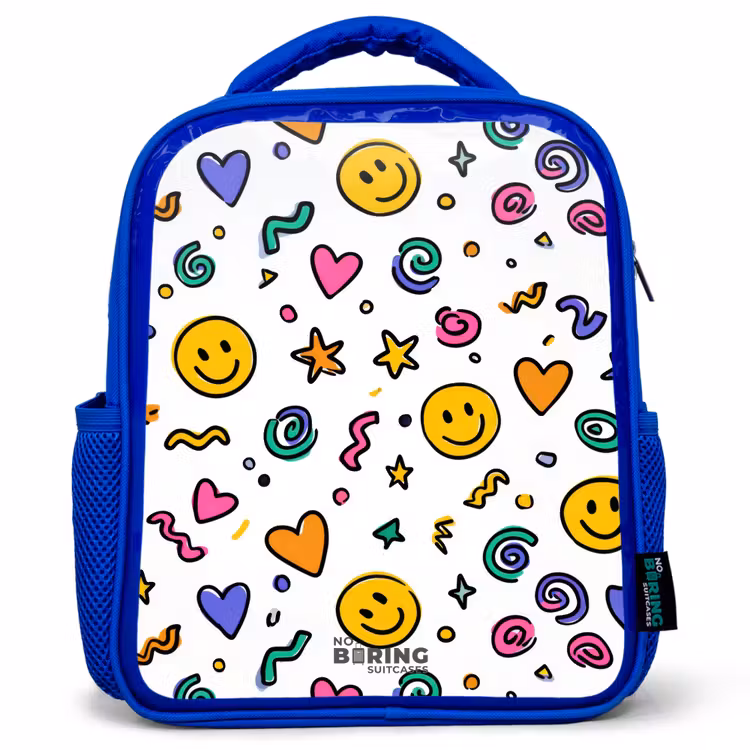 Kids backpack - Blue - Smiley - Heart - Star — 1