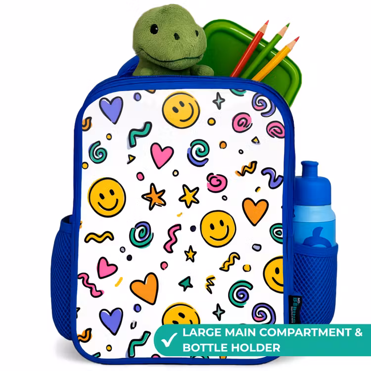 Kids backpack - Blue - Smiley - Heart - Star — 5