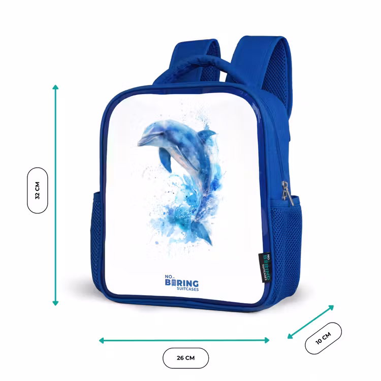 Kids backpack - Blue - Jumping blue dolphin — 6