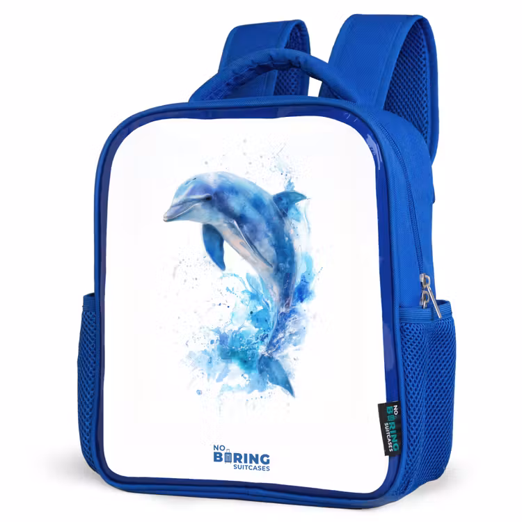 Kids backpack - Blue - Jumping blue dolphin — 7
