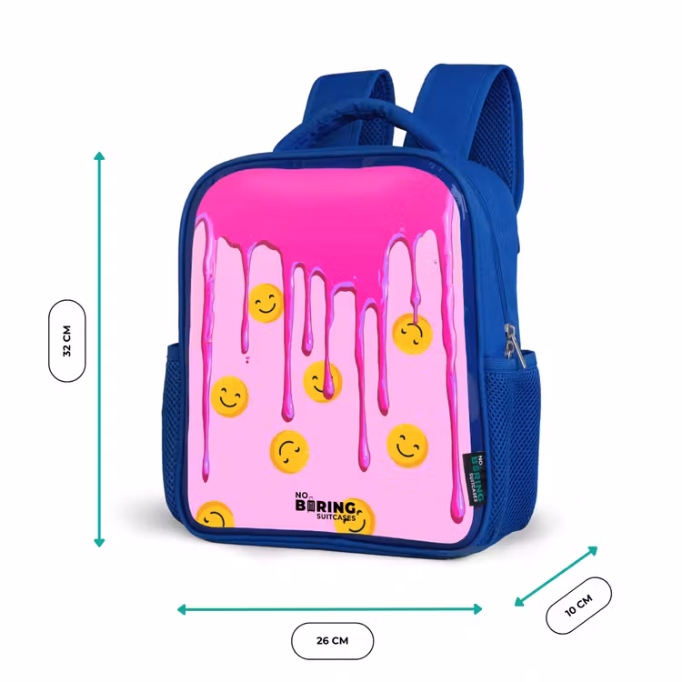 Kids backpack - Blue - Paint - Smiley face - Pink — 6
