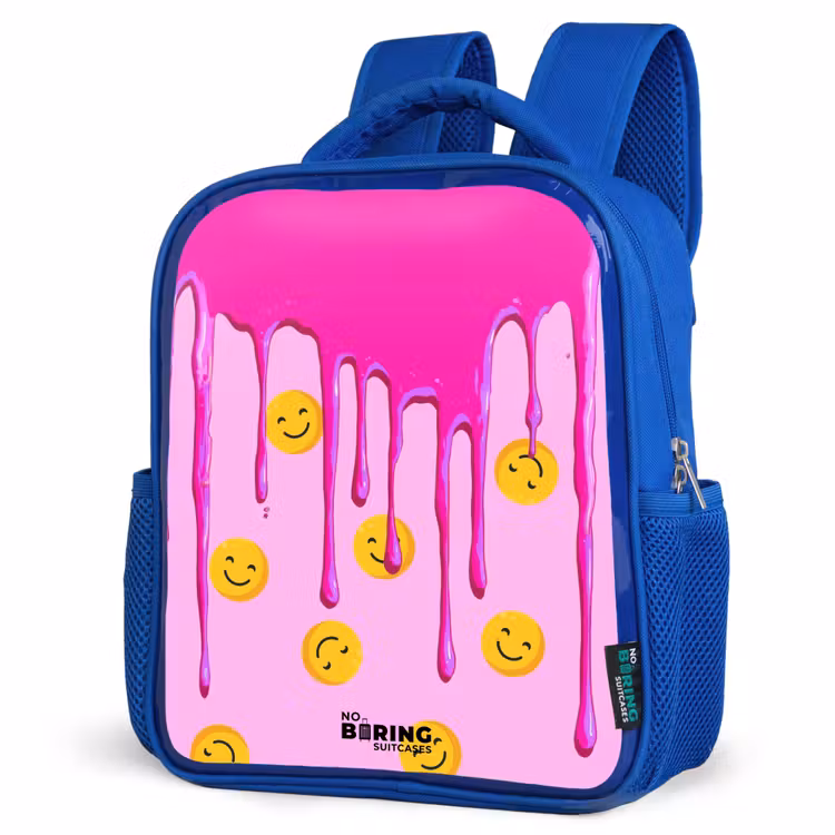 Kids backpack - Blue - Paint - Smiley face - Pink — 7