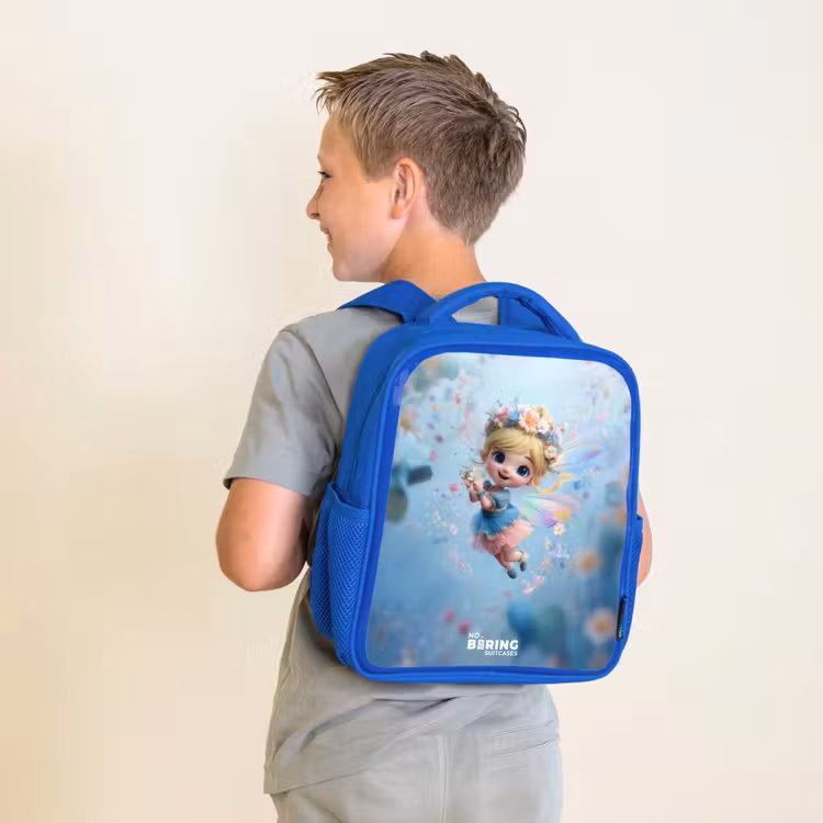 Kids backpack - Blue - Butterfly Fairy in Flower Air — 2