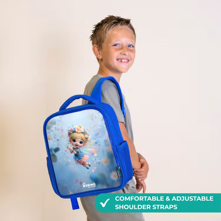 Kids backpack - Blue - Butterfly Fairy in Flower Air — 4