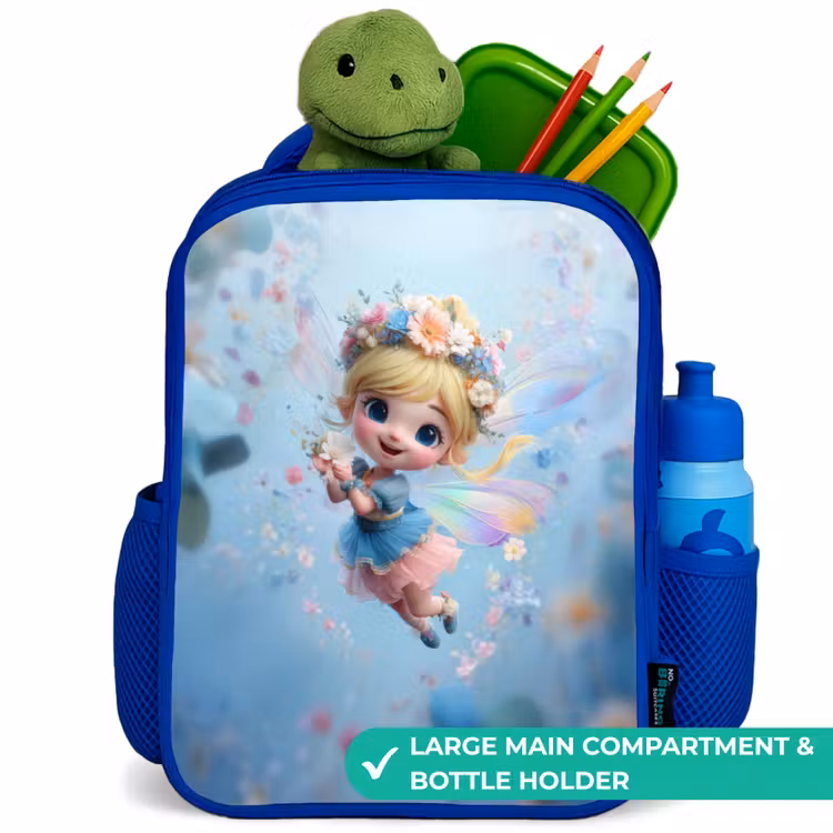 Kids backpack - Blue - Butterfly Fairy in Flower Air — 5