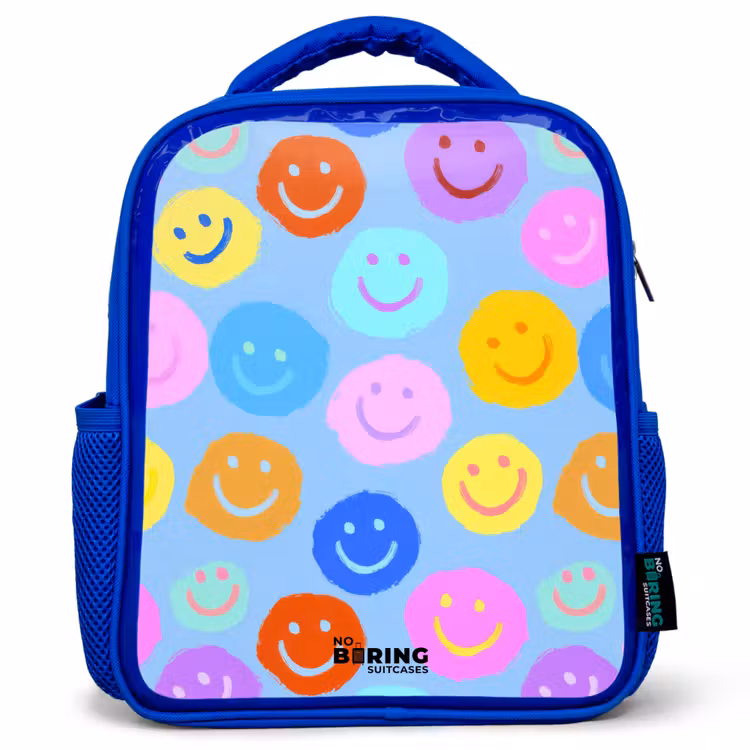 Kids backpack - Blue - Cheerful pattern of smileys — 1