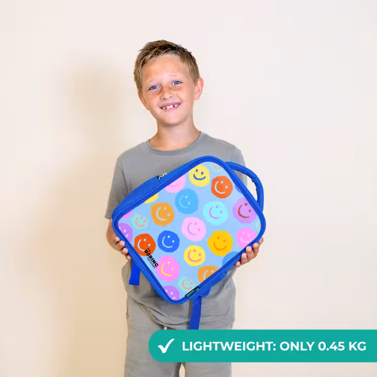 Kids backpack - Blue - Cheerful pattern of smileys — 3