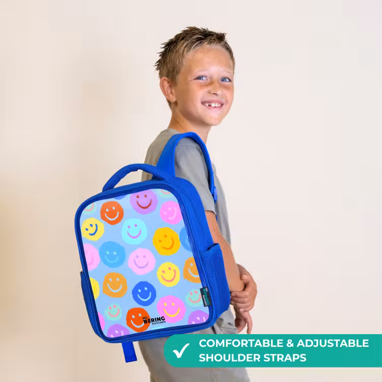 Kids backpack - Blue - Cheerful pattern of smileys — 4