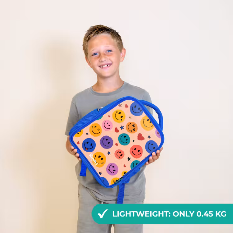 Kids backpack - Blue - Cheerful Smiley Pattern — 3