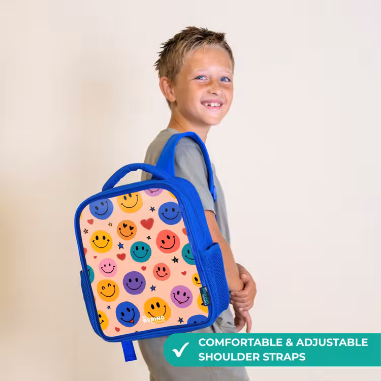 Kids backpack - Blue - Cheerful Smiley Pattern — 4