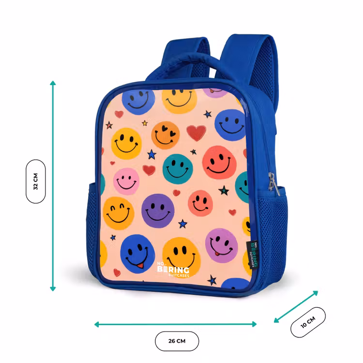 Kids backpack - Blue - Cheerful Smiley Pattern — 6