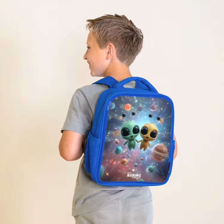 Kids backpack - Blue - Merry alien friends — 2