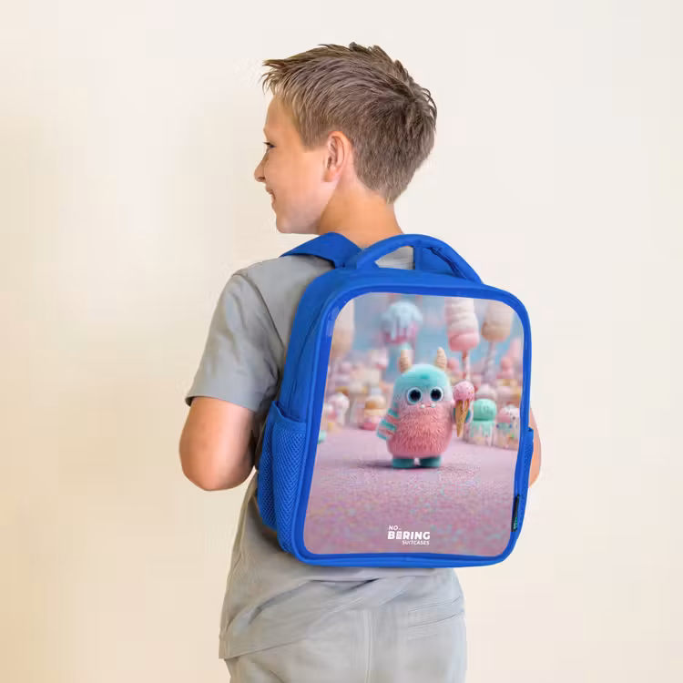 Kids backpack - Blue - Sweet Monster Candy Adventure — 2