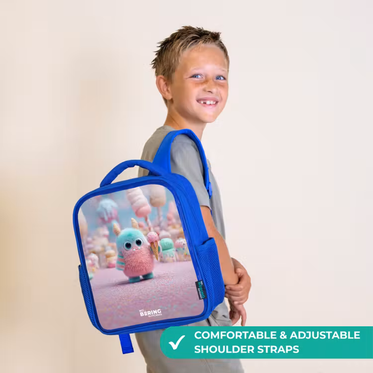 Kids backpack - Blue - Sweet Monster Candy Adventure — 4
