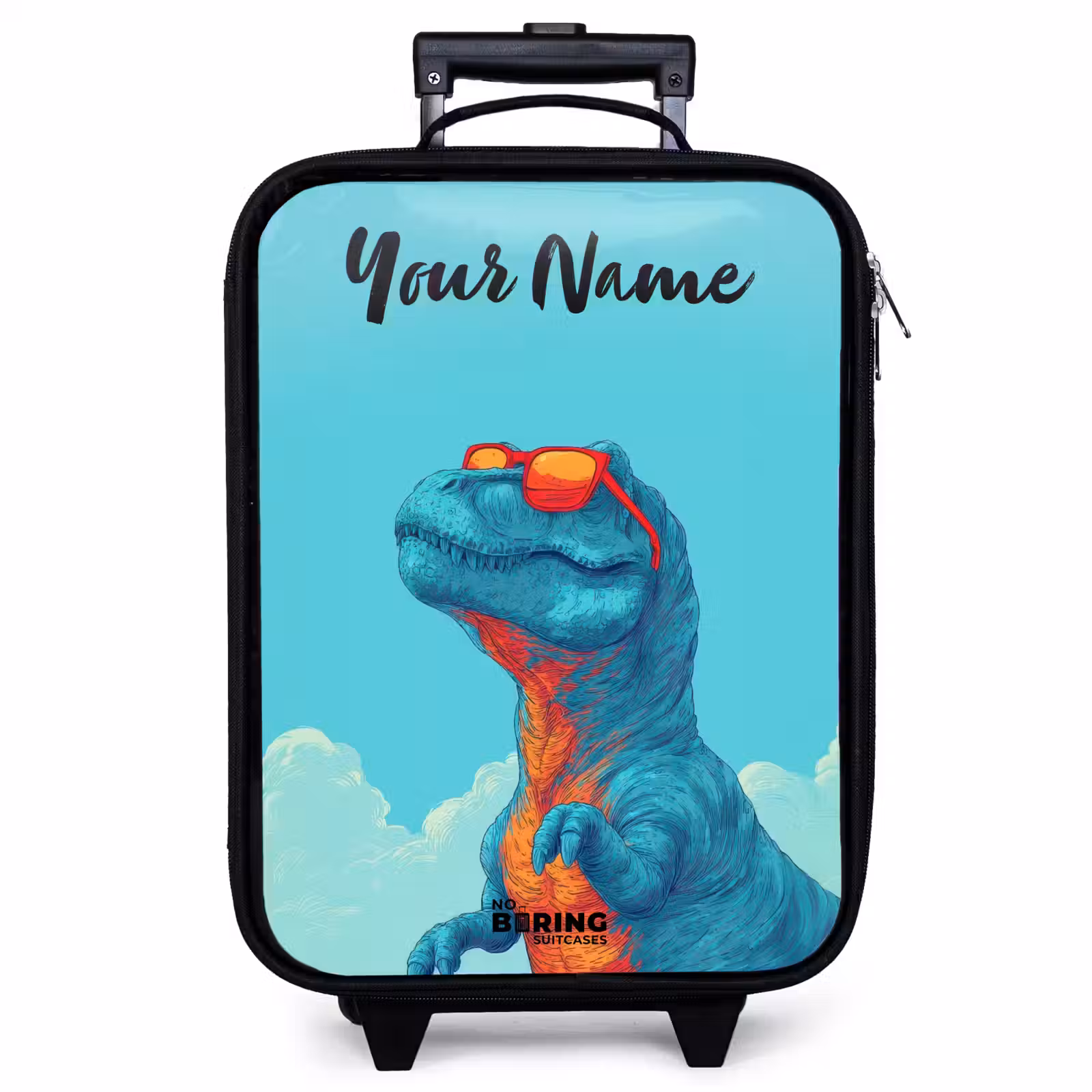 Children's suitcase with name - Dino - Sunglasses - Blue — 1