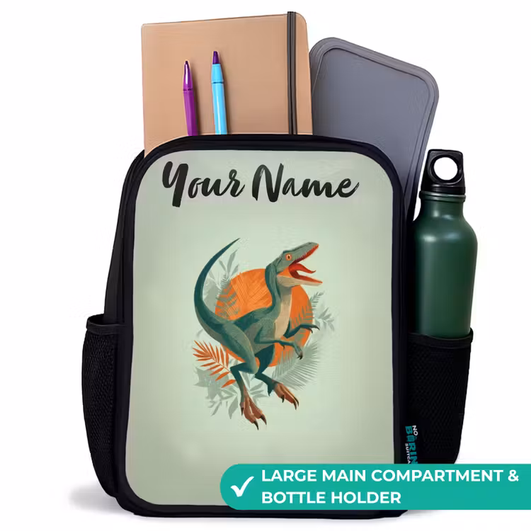 Kids backpack with name - Black - Animal - Dino - Nature — 10