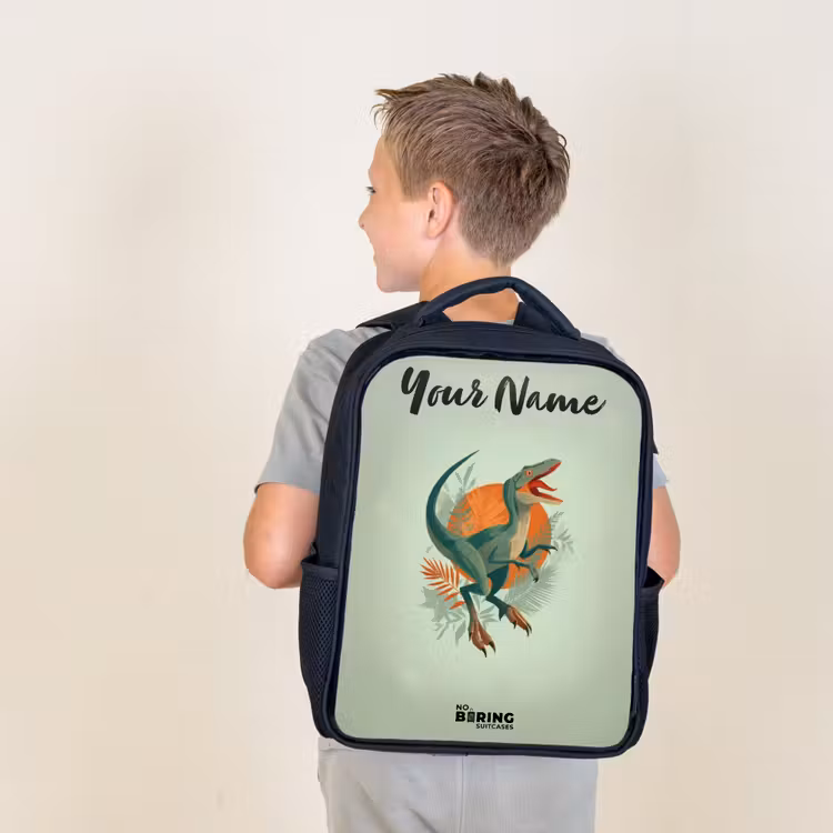 Kids backpack with name - Black - Animal - Dino - Nature — 2