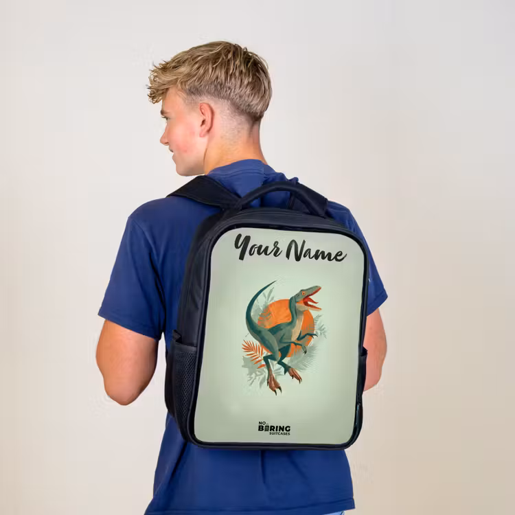 Kids backpack with name - Black - Animal - Dino - Nature — 5