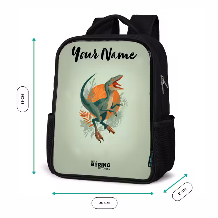 Kids backpack with name - Black - Animal - Dino - Nature — 8