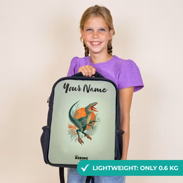 Kids backpack with name - Black - Animal - Dino - Nature — 9