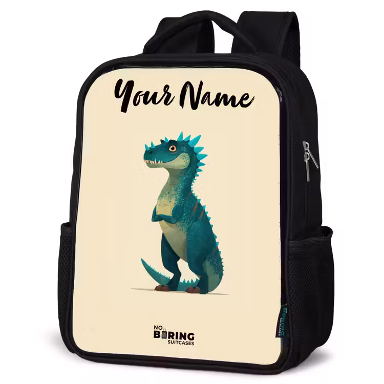 Kids backpack with name - Black - Dino - Animal - Blue - Green — 6