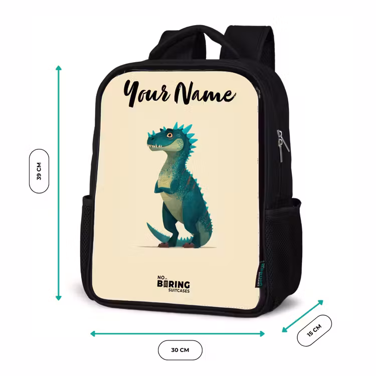 Kids backpack with name - Black - Dino - Animal - Blue - Green — 8