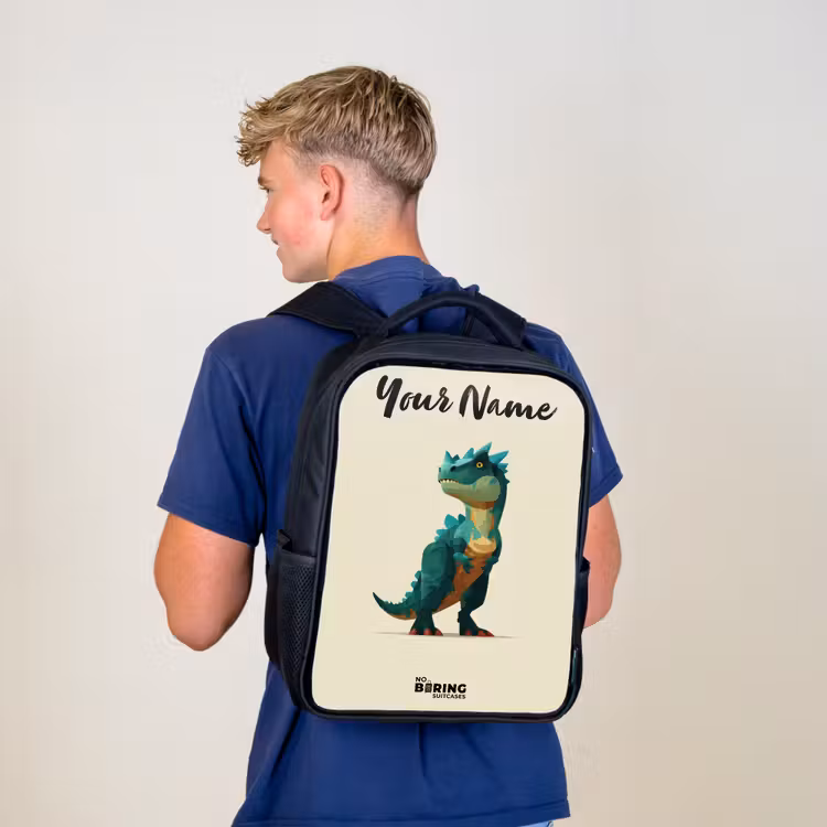 Kids backpack with name - Black - Dino - Animal - Green — 5