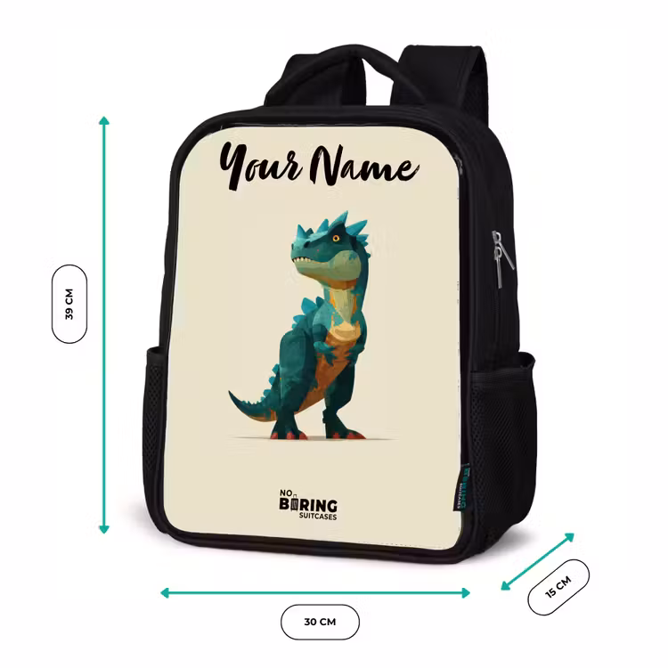 Kids backpack with name - Black - Dino - Animal - Green — 8