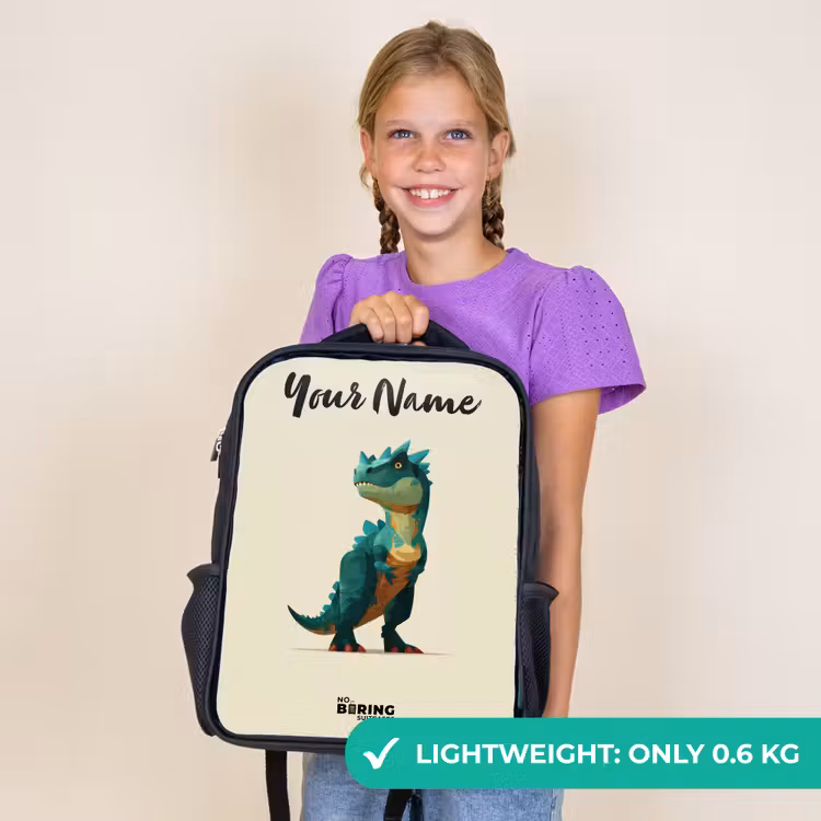 Kids backpack with name - Black - Dino - Animal - Green — 9