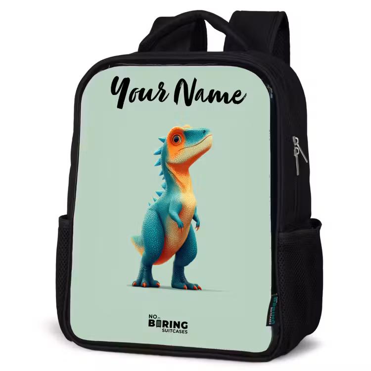 Kids backpack with name - Black - Dino - Animal - Green - Orange — 6