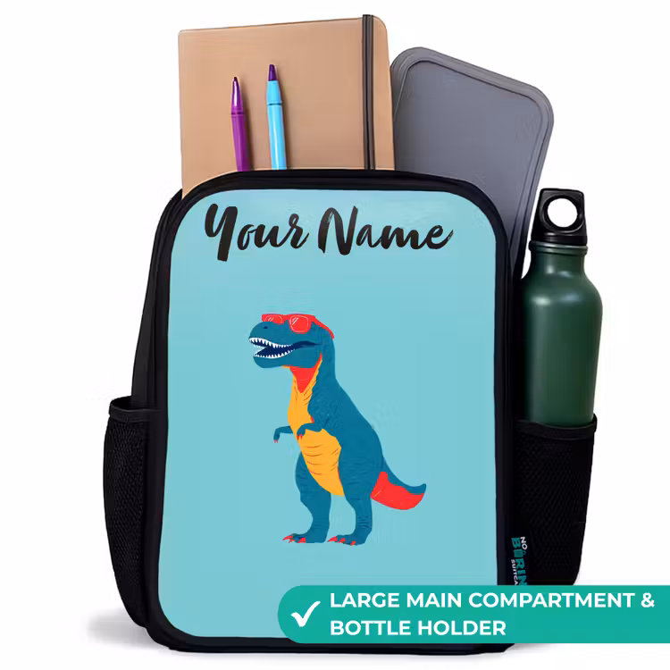 Kids backpack with name - Black - Dino - Animal - Sunglasses — 10