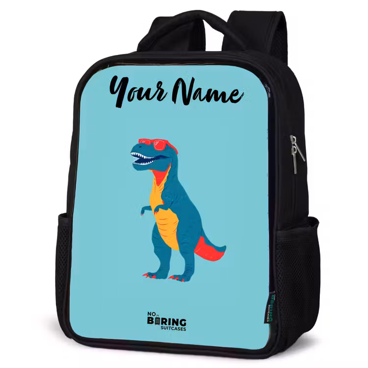Kids backpack with name - Black - Dino - Animal - Sunglasses — 6