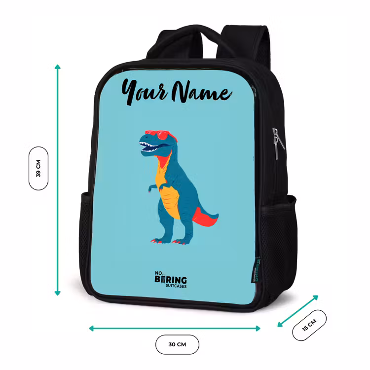 Kids backpack with name - Black - Dino - Animal - Sunglasses — 8