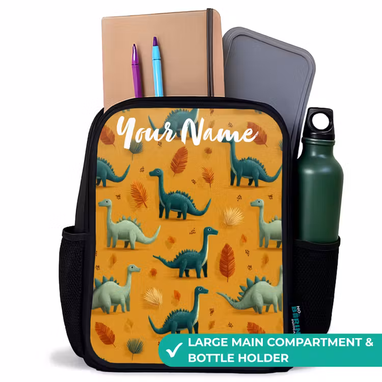 Kids backpack with name - Black - Dino - Animals - Pattern — 10