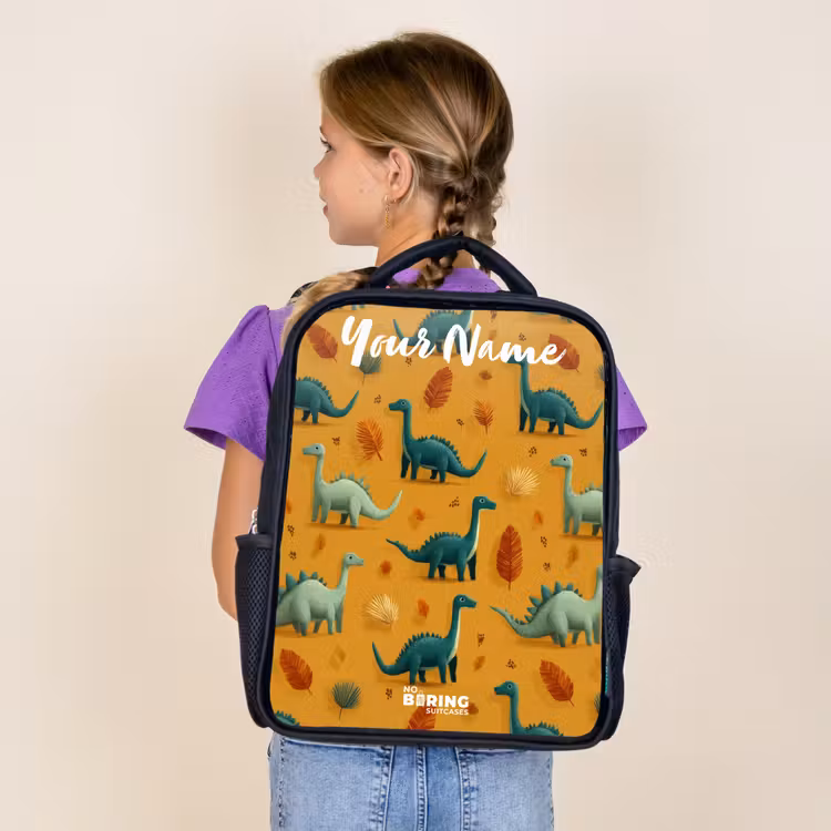 Kids backpack with name - Black - Dino - Animals - Pattern — 4