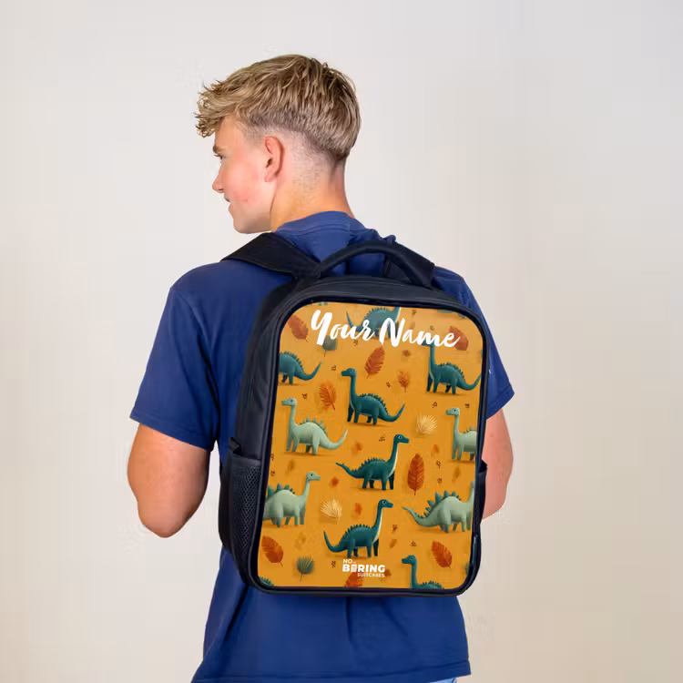Kids backpack with name - Black - Dino - Animals - Pattern — 5