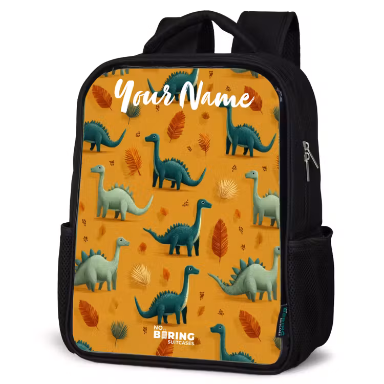 Kids backpack with name - Black - Dino - Animals - Pattern — 6
