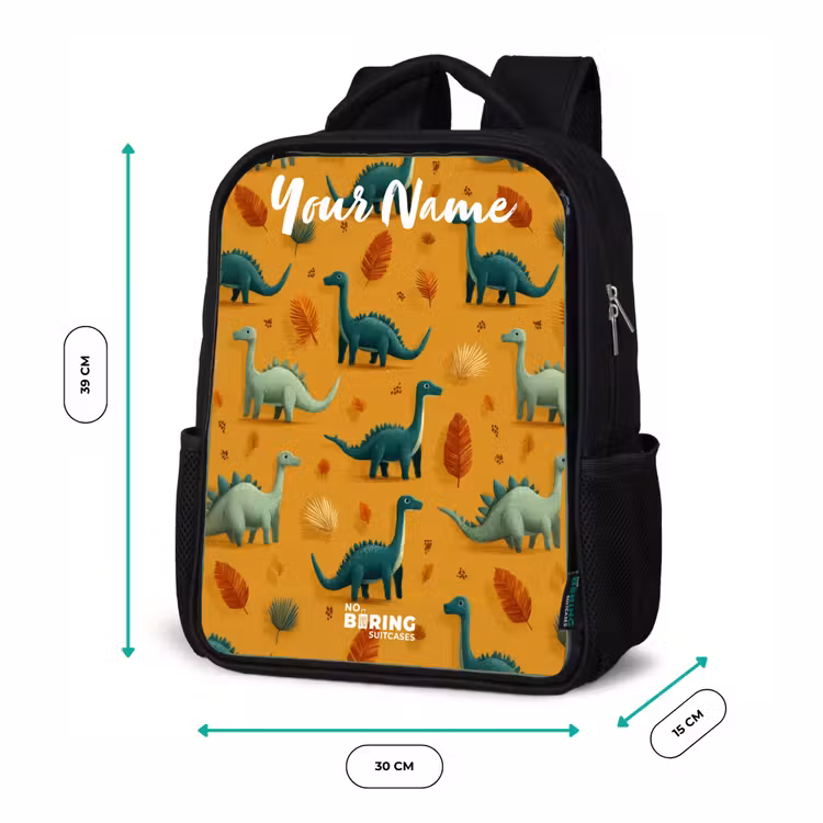 Kids backpack with name - Black - Dino - Animals - Pattern — 8